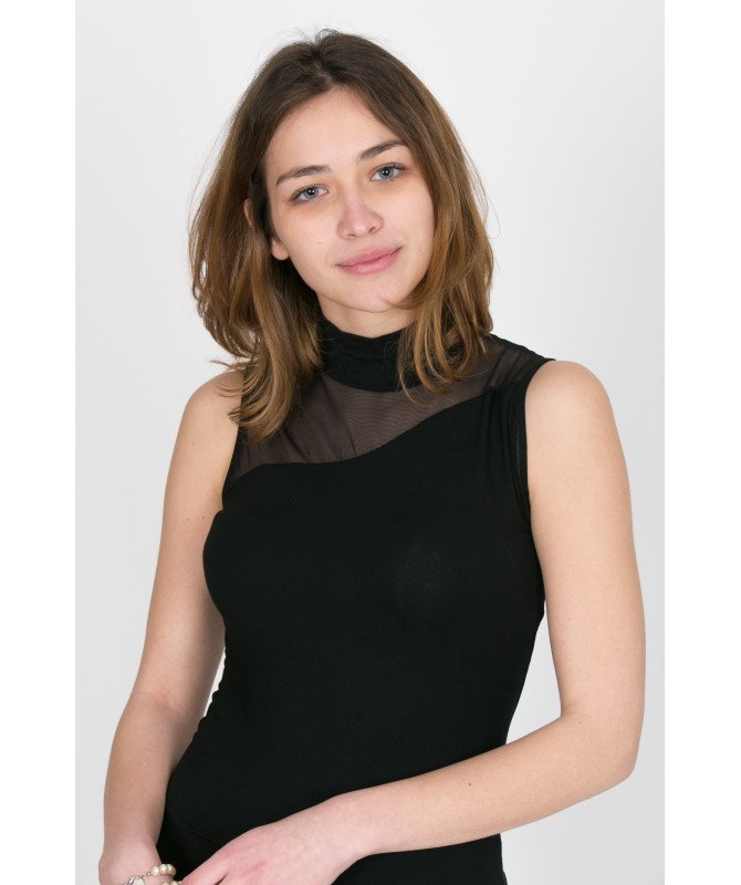 lupetto smanicato in modal e tulle