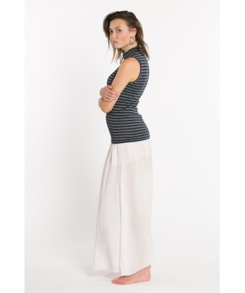 lupetto blu smanicato in cotone a costine