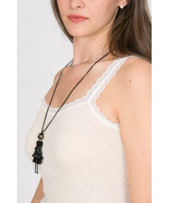 canotta bianco panna spalline sottili in pizzo