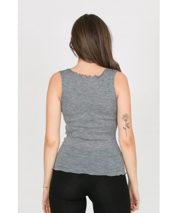 canotta in lana seta a costine