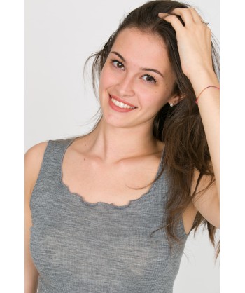 canotta grigia spalla larga in lana seta