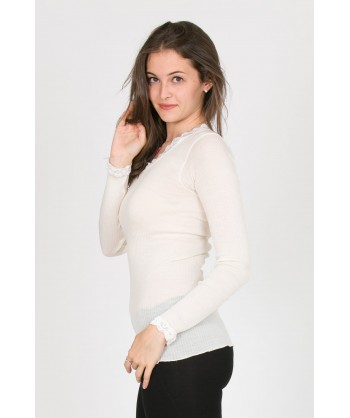 maglia maniche lunghe in lana seta e pizzo