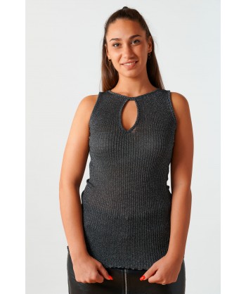 Canotta in lana lurex con...