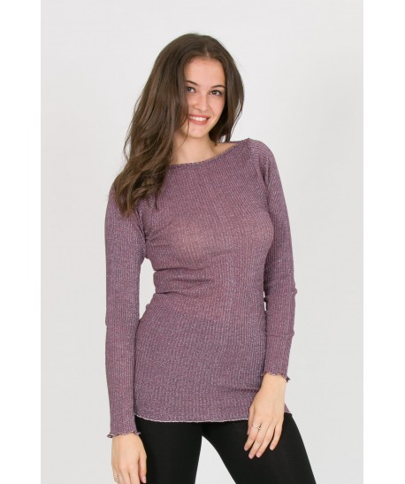 maglia scollo barchetta in lana e lurex