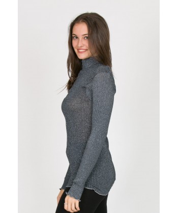 lupetto maniche lunghe in lana nero e lurex