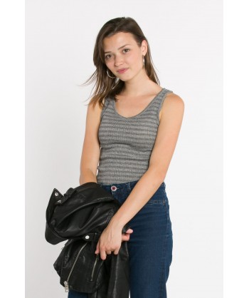 canotta spalla larga in cotone a costine