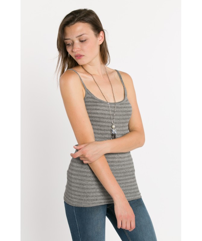 canotta grigia spalline sottili in cotone a costine