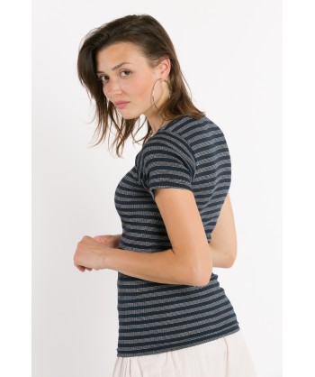 maglia maniche corte in cotone e lurex