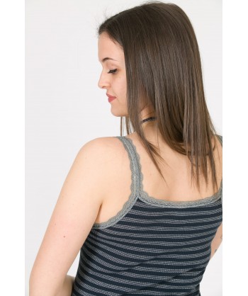 canotta in cotone a costine e fibra metallizzata